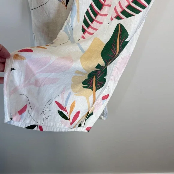 Cynthia Rowley‎ Pants Women's Large 100% Linen Angled Pocket Cropped Capris - Picture 5 of 5